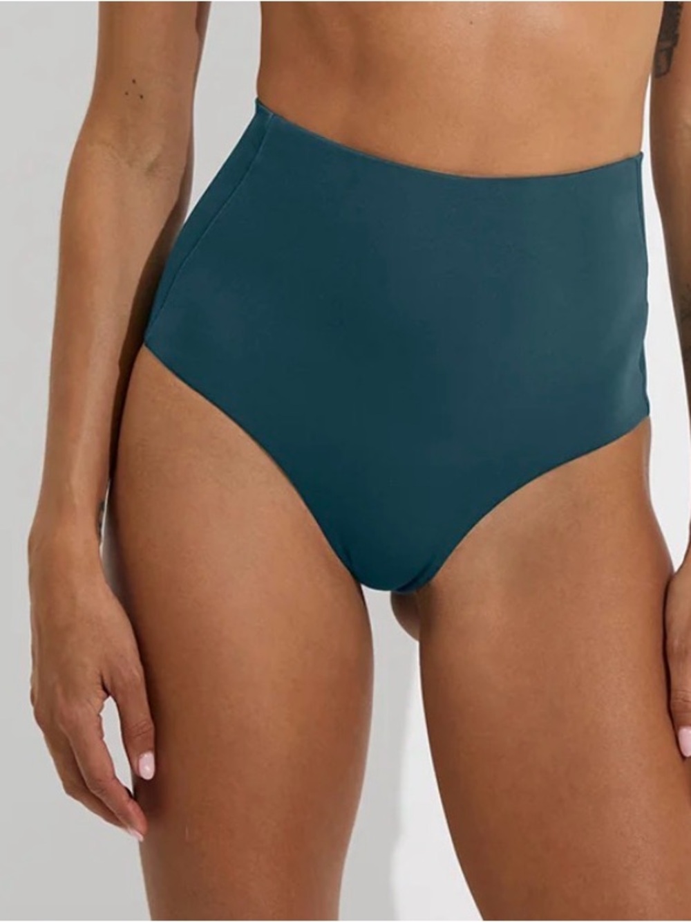 Left On Friday Hi Tide High-Waist Bikini Bottoms in Deep End (Teal)